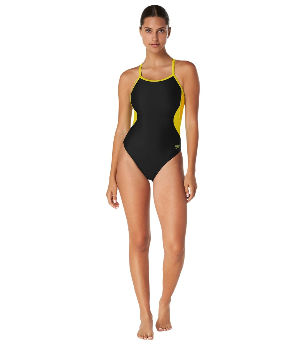 Speedo Women's Eco Splice Flyback One Piece Swimsuit