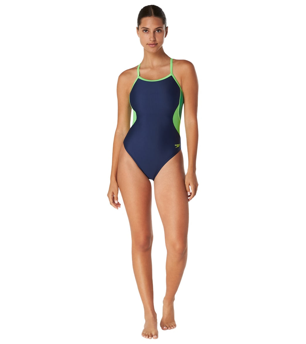 Speedo Women's Eco Splice Flyback One Piece Swimsuit