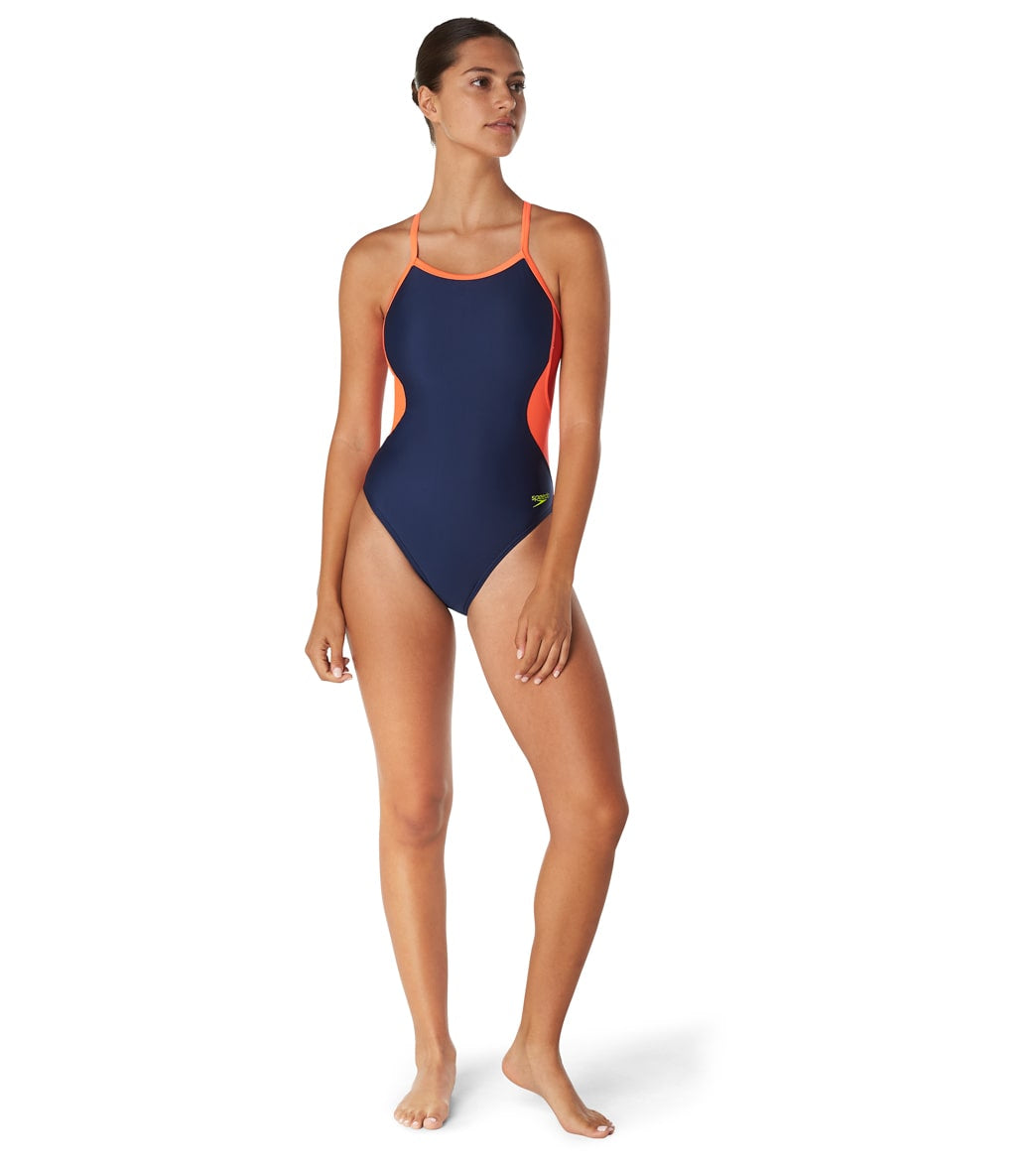 Speedo Women's Eco Splice Flyback One Piece Swimsuit