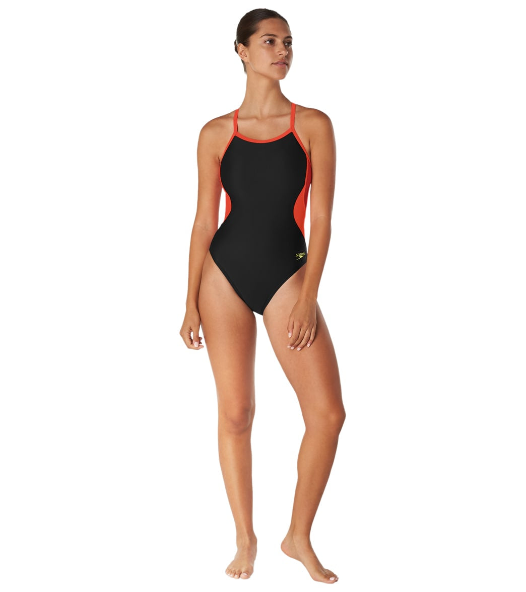 Speedo Women's Eco Splice Flyback One Piece Swimsuit