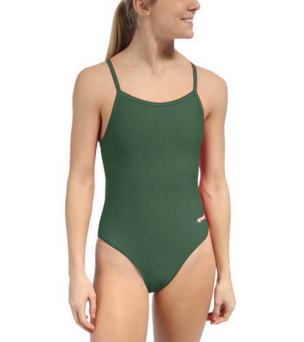 Sporti Solid Thin Strap One Piece Swimsuit (22-44)