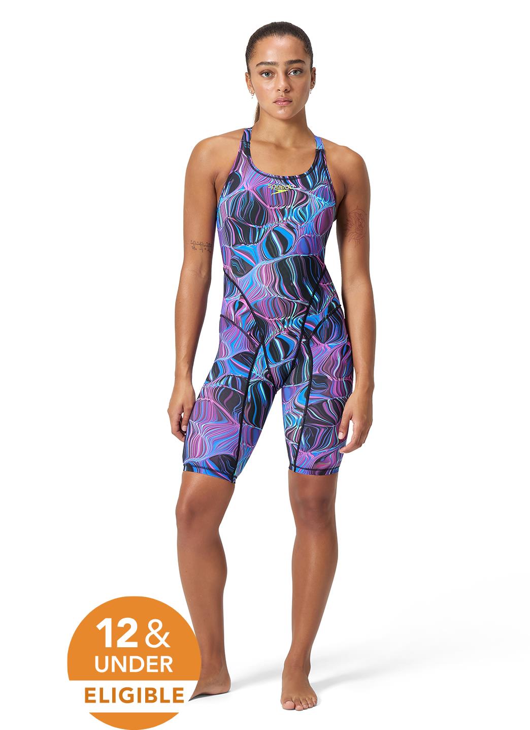 Speedo Women's Print Vanquisher Kneeskin Tech Suit Swimsuit