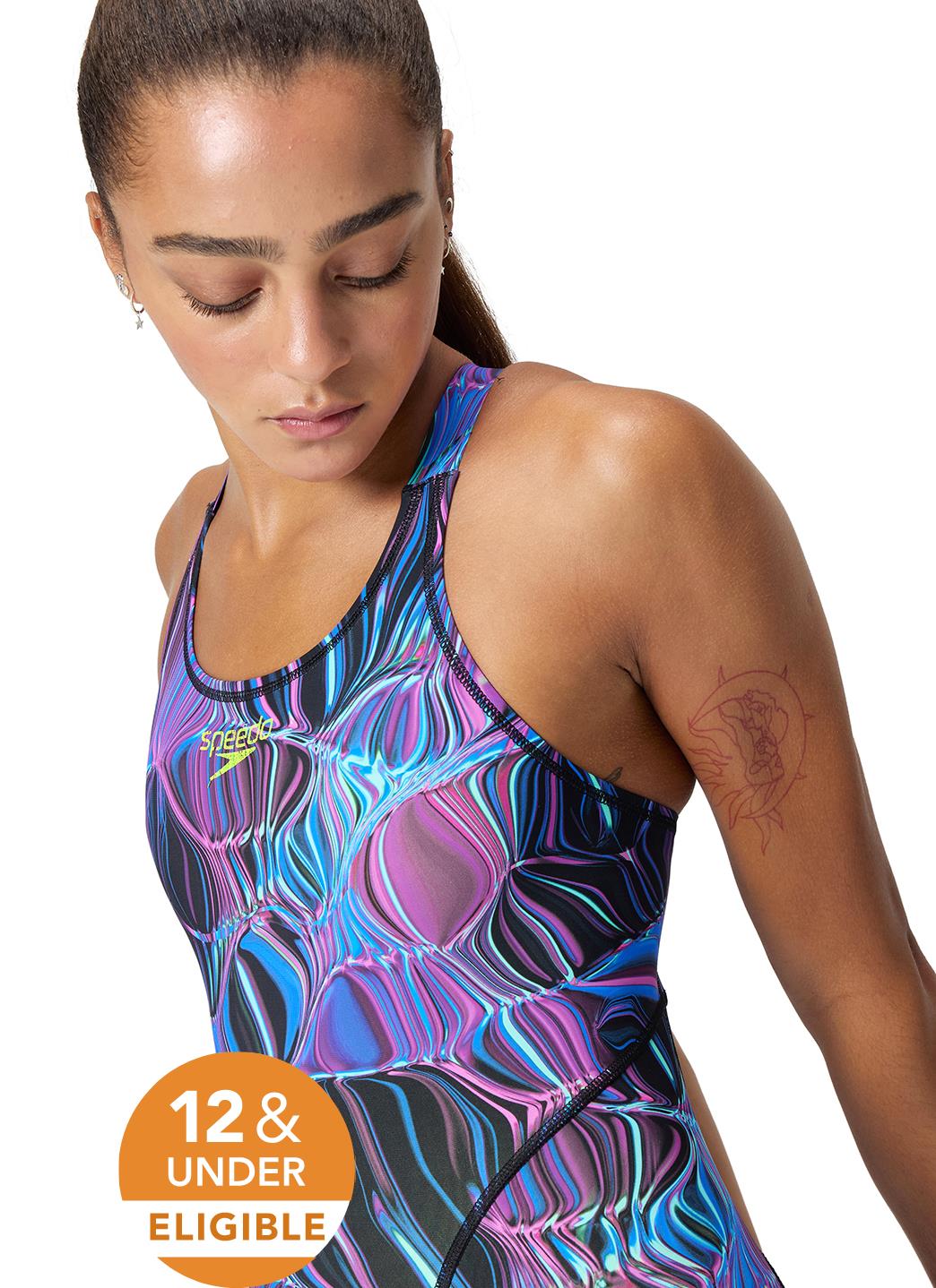 Speedo Women's Print Vanquisher Kneeskin Tech Suit Swimsuit