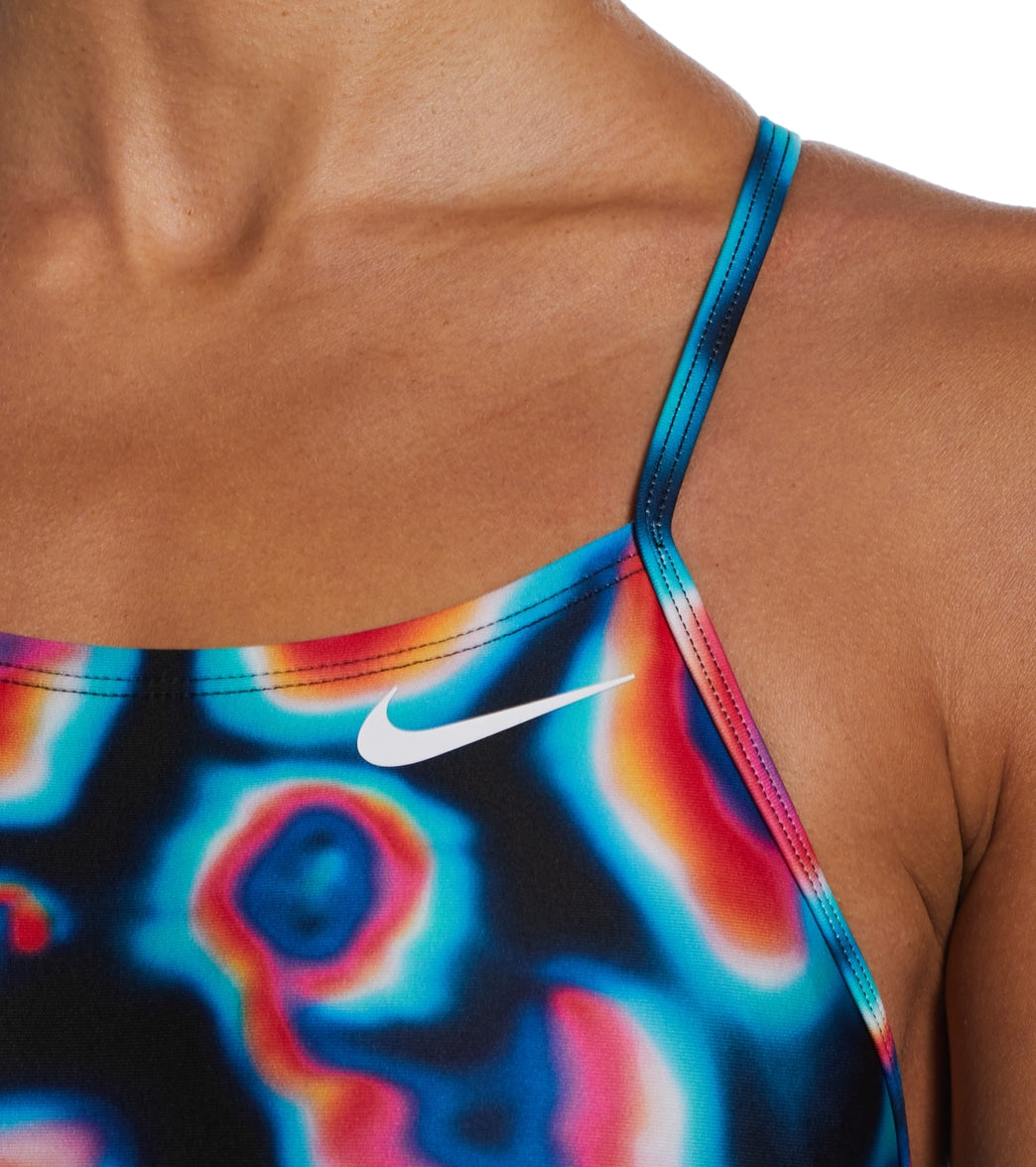Nike Women's HydraStrong Multi Print Cut Out One Piece Swimsuit