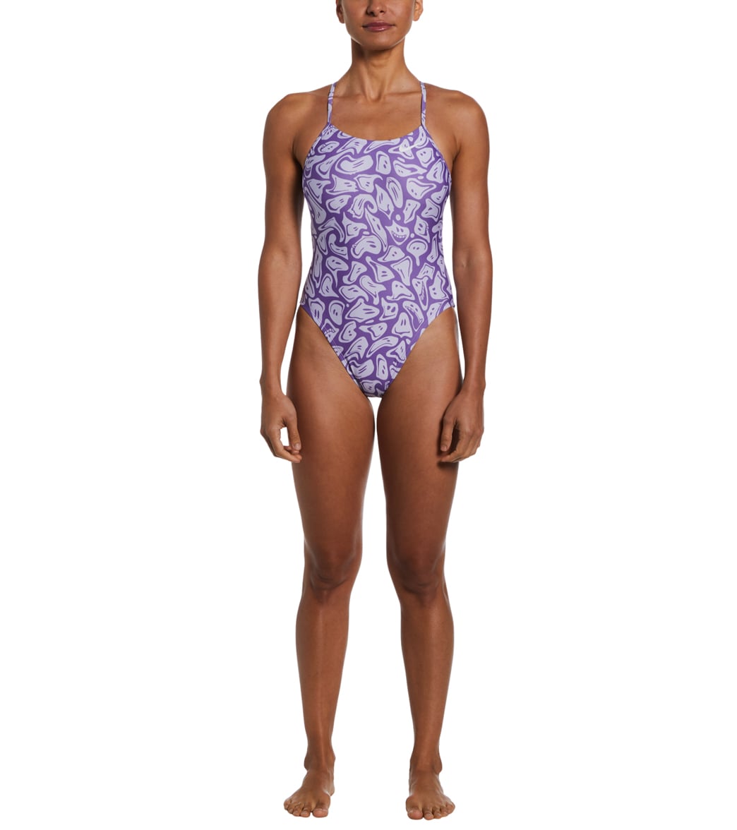 Nike Women's HydraStrong Multi Print Cut Out One Piece Swimsuit