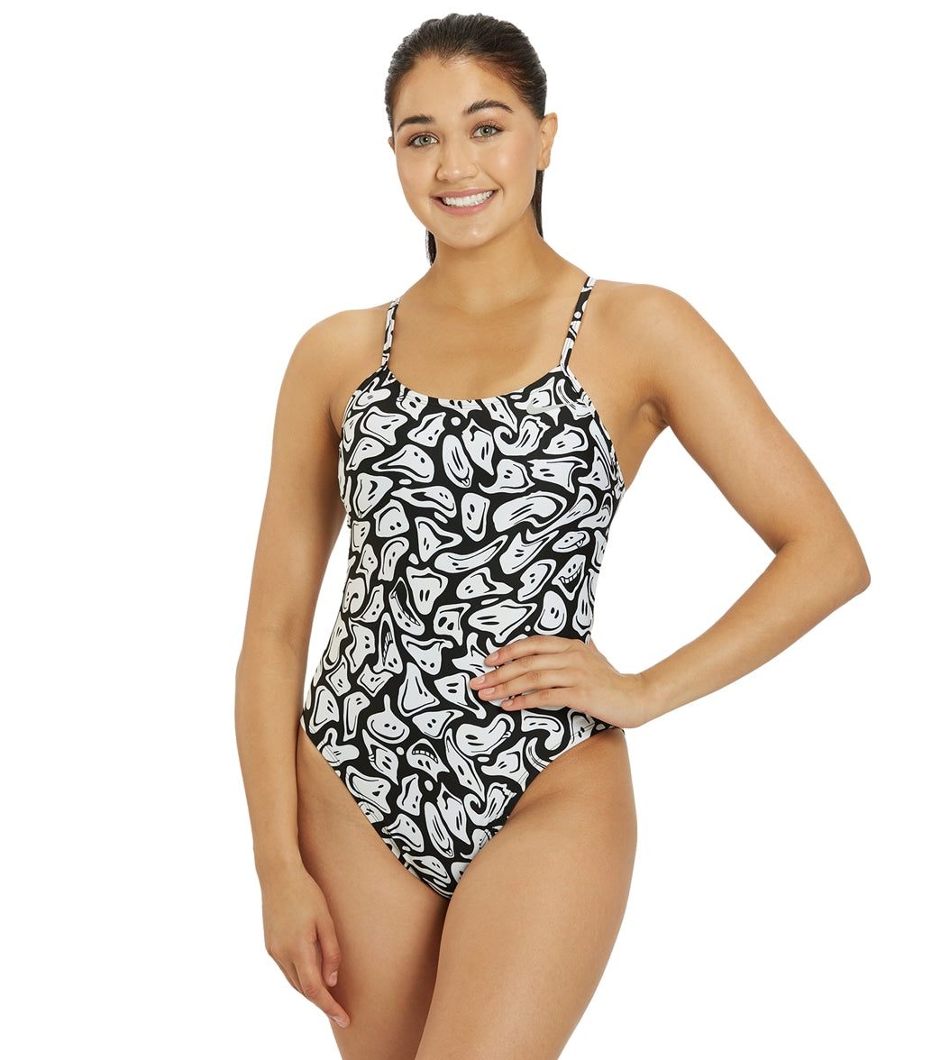 Nike Women's HydraStrong Multi Print Cut Out One Piece Swimsuit
