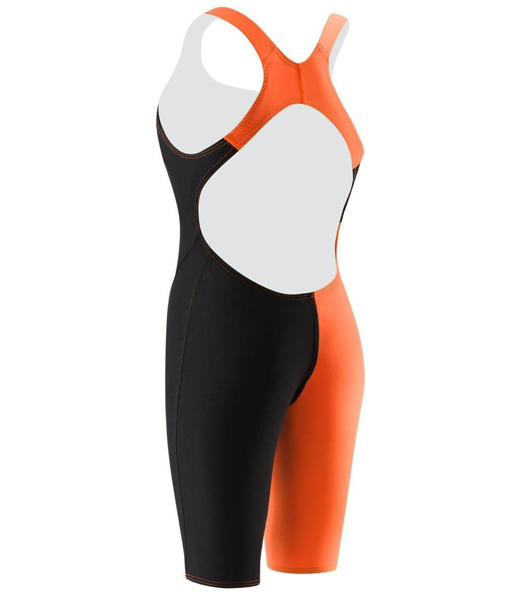 Speedo Women's LZR Racer Pro Recordbreaker Open Back Kneeskin with Comfort Strap Tech Suit Swimsuit