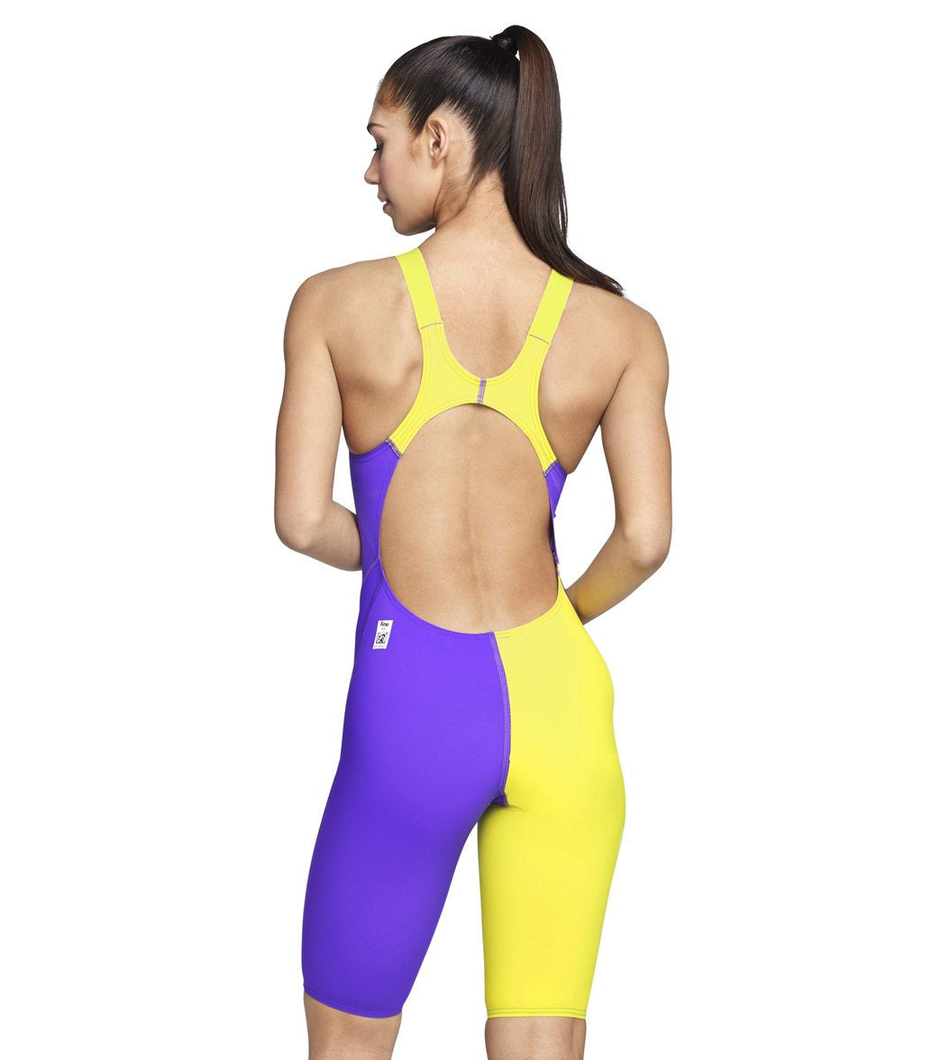 Speedo Women's LZR Racer Pro Recordbreaker Open Back Kneeskin with Comfort Strap Tech Suit Swimsuit