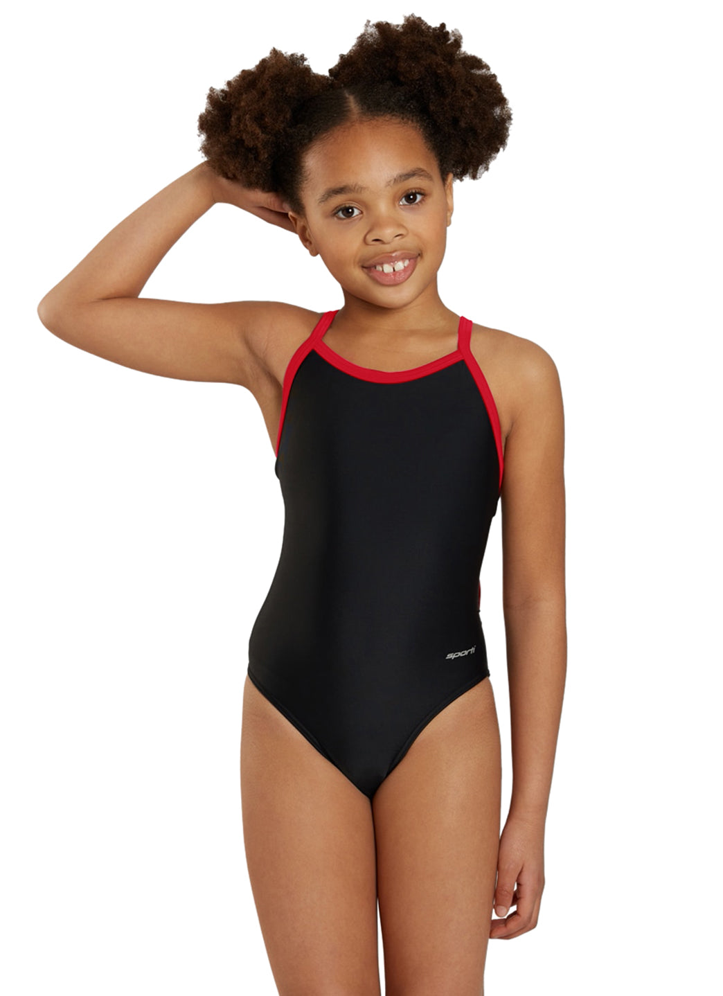 Sporti Solid Piped Thin Strap One Piece Swimsuit (22-44)