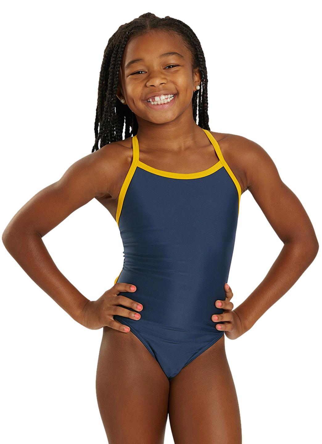Sporti Solid Piped Thin Strap One Piece Swimsuit (22-44)