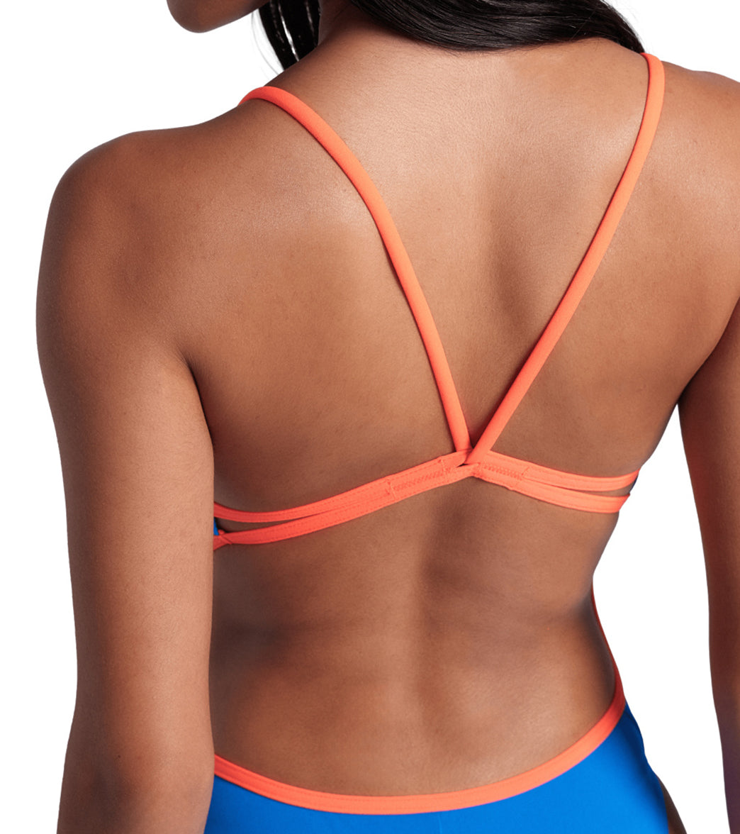 Arena Women's Solid Lace Back One Piece Swimsuit