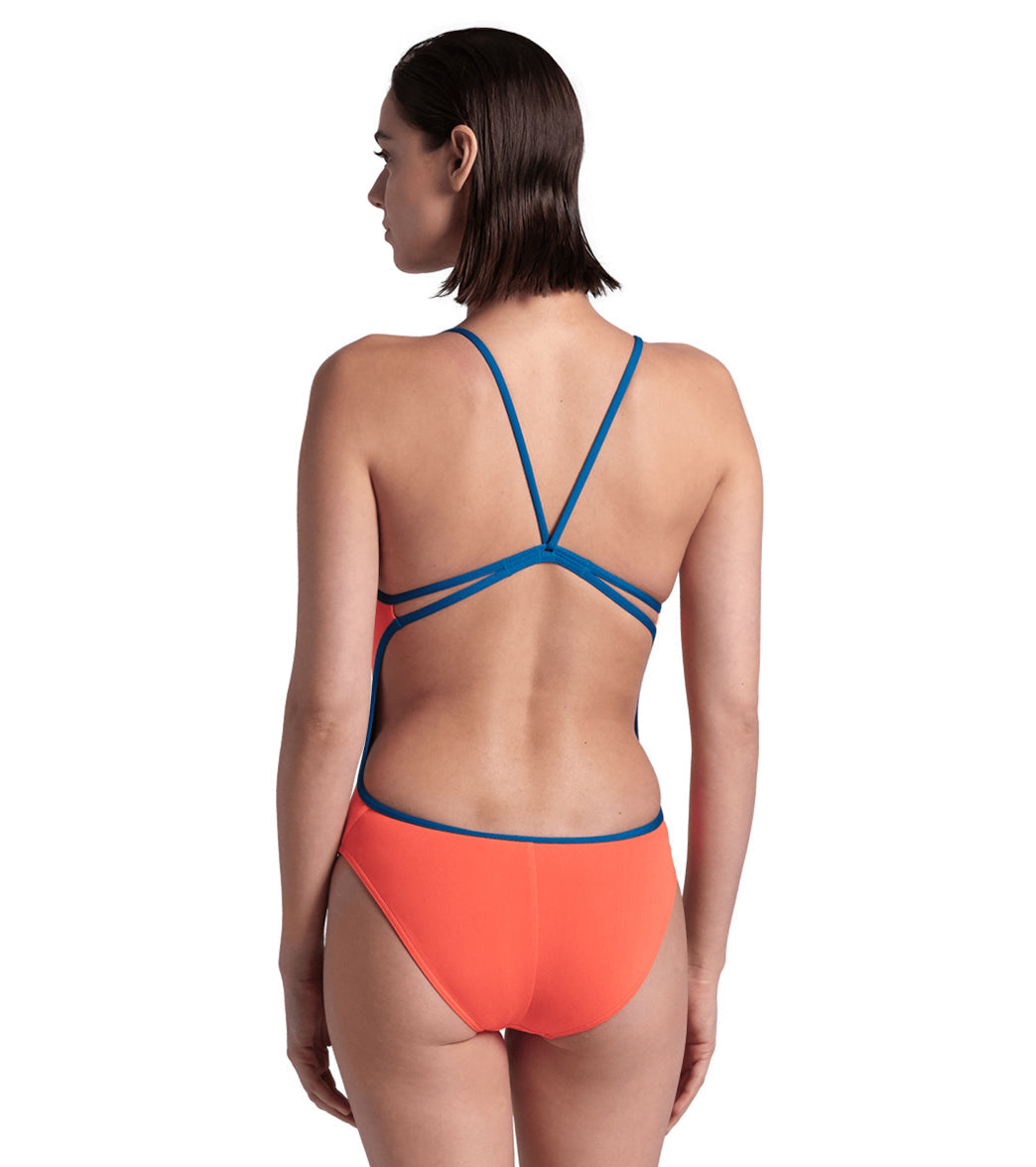 Arena Women's Solid Lace Back One Piece Swimsuit