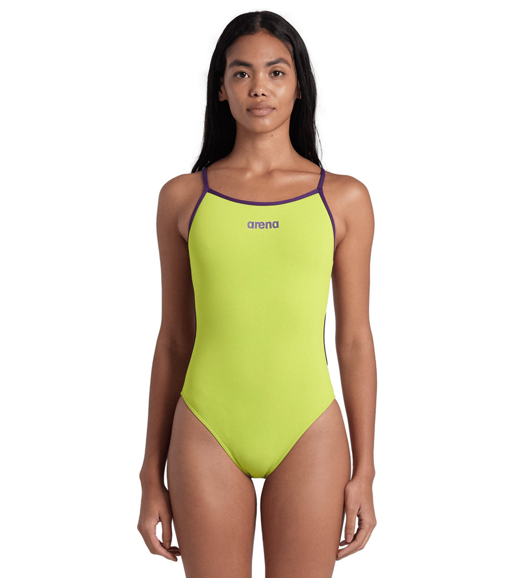 Arena Women's Solid Lace Back One Piece Swimsuit