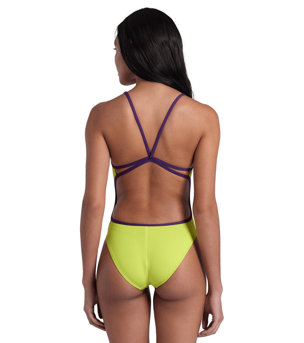 Arena Women's Solid Lace Back One Piece Swimsuit