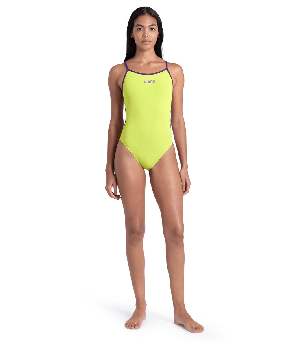 Arena Women's Solid Lace Back One Piece Swimsuit