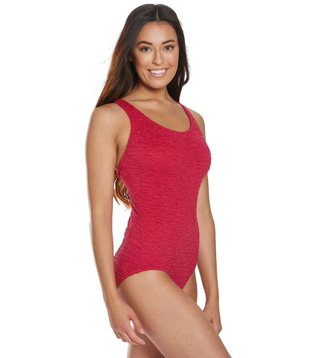 Women's Krinkle By Penbrooke Chlorine Resistant Cross Back One Piece Swimsuit