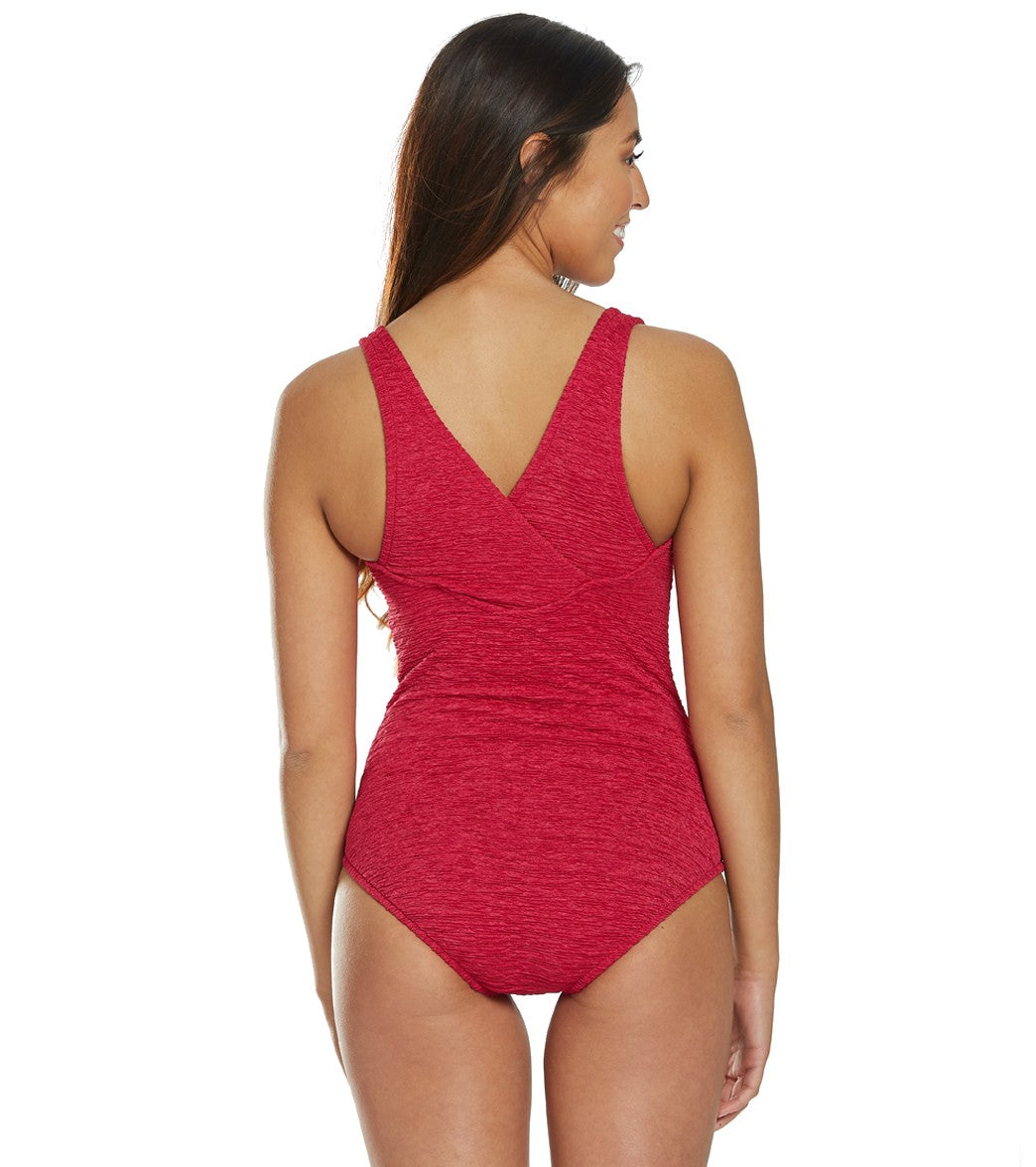 Women's Krinkle By Penbrooke Chlorine Resistant Cross Back One Piece Swimsuit