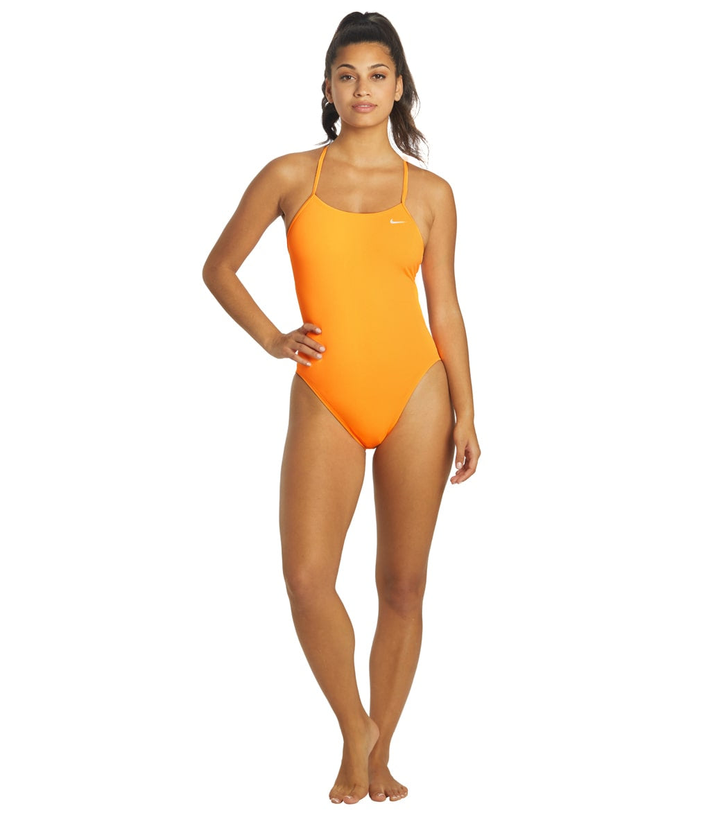 Nike Women's HydraStrong Solid Cut Out Tank One Piece Swimsuit