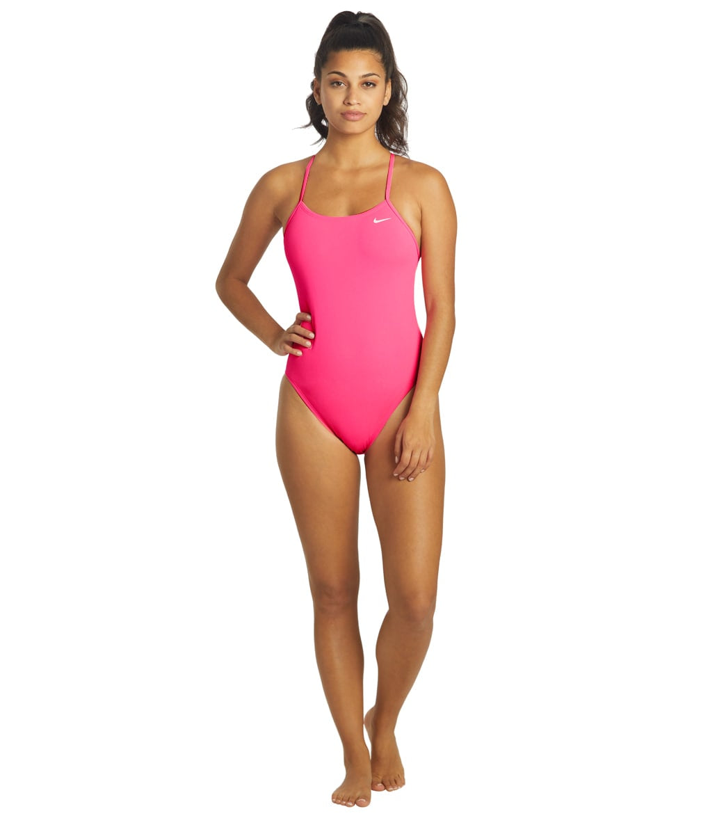 Nike Women's HydraStrong Solid Cut Out Tank One Piece Swimsuit