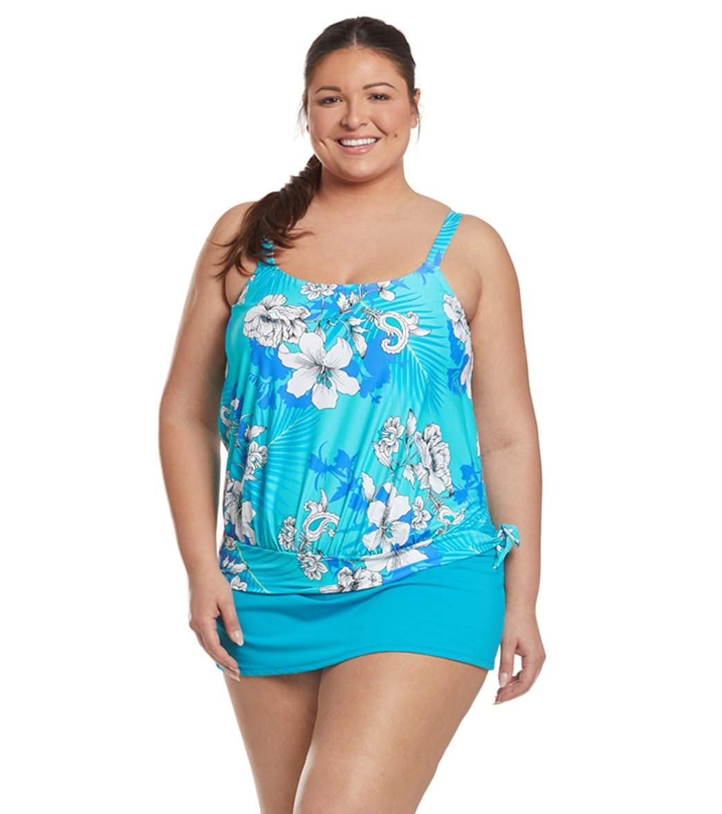 Beach House Plus Size Solid Emma Pull On Swim Skort