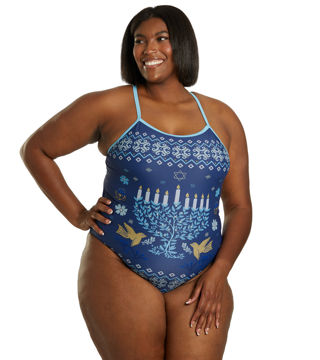 Sporti Granny Sweater Hanukkah Thin Strap One Piece Swimsuit (22-44)