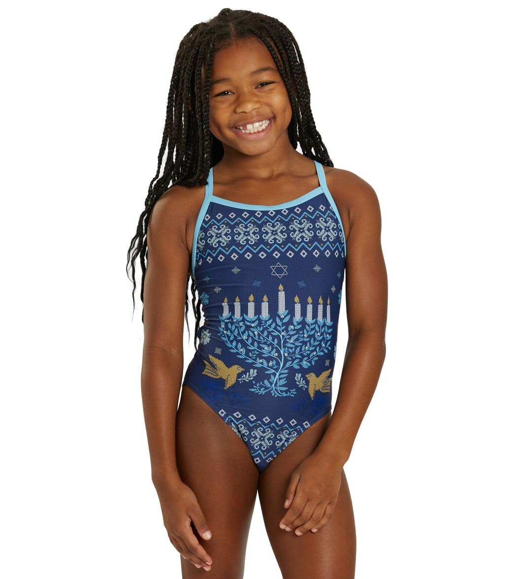 Sporti Granny Sweater Hanukkah Thin Strap One Piece Swimsuit (22-44)