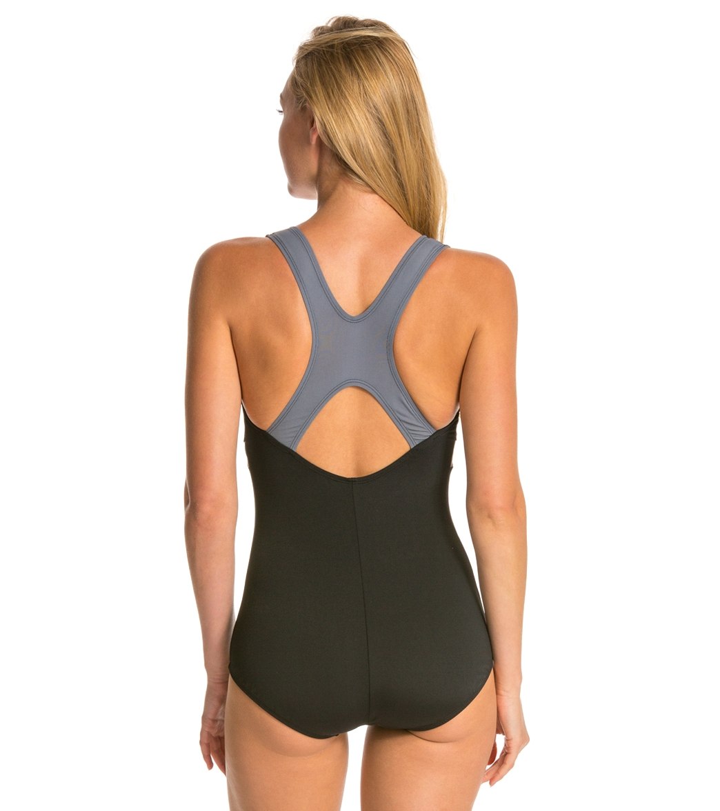 Dolfin Conservative Color Block Lap Suit Swimsuit
