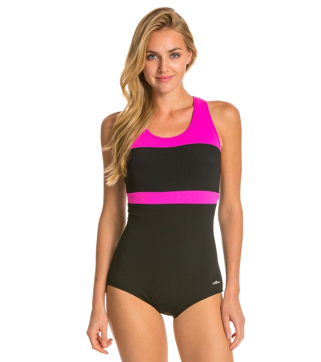 Dolfin Conservative Color Block Lap Suit Swimsuit