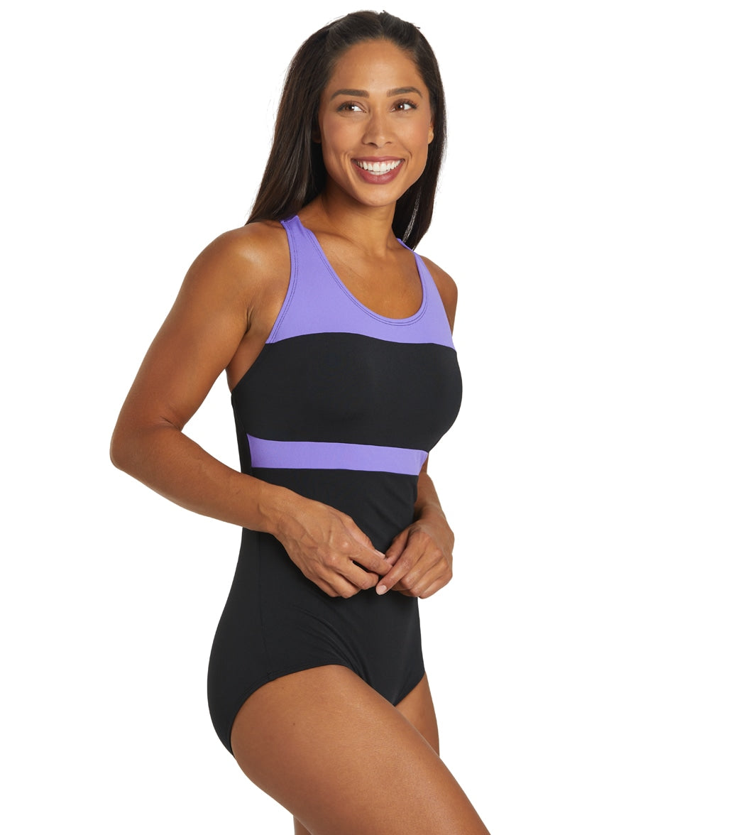 Dolfin Conservative Color Block Lap Suit Swimsuit