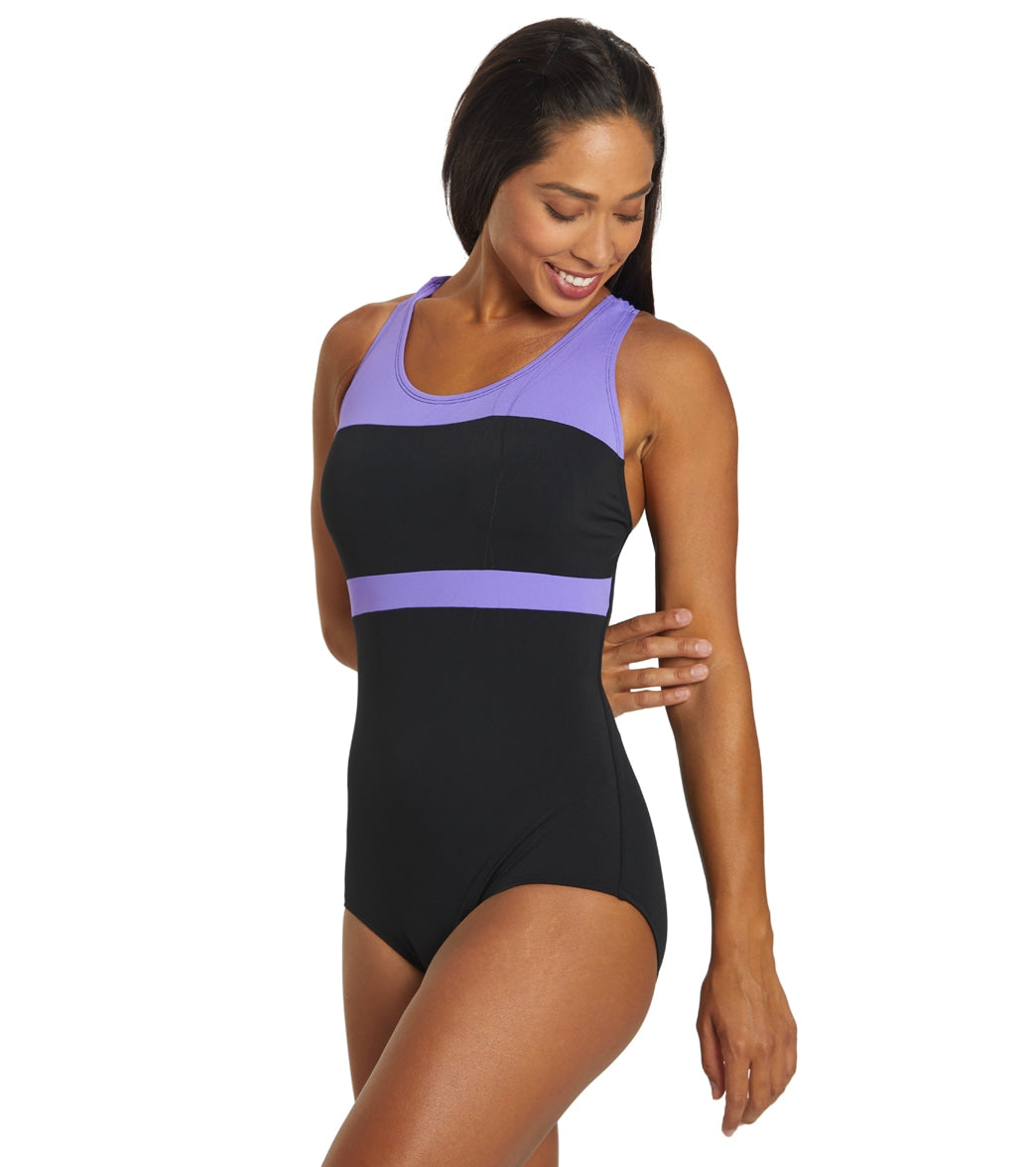 Dolfin Conservative Color Block Lap Suit Swimsuit