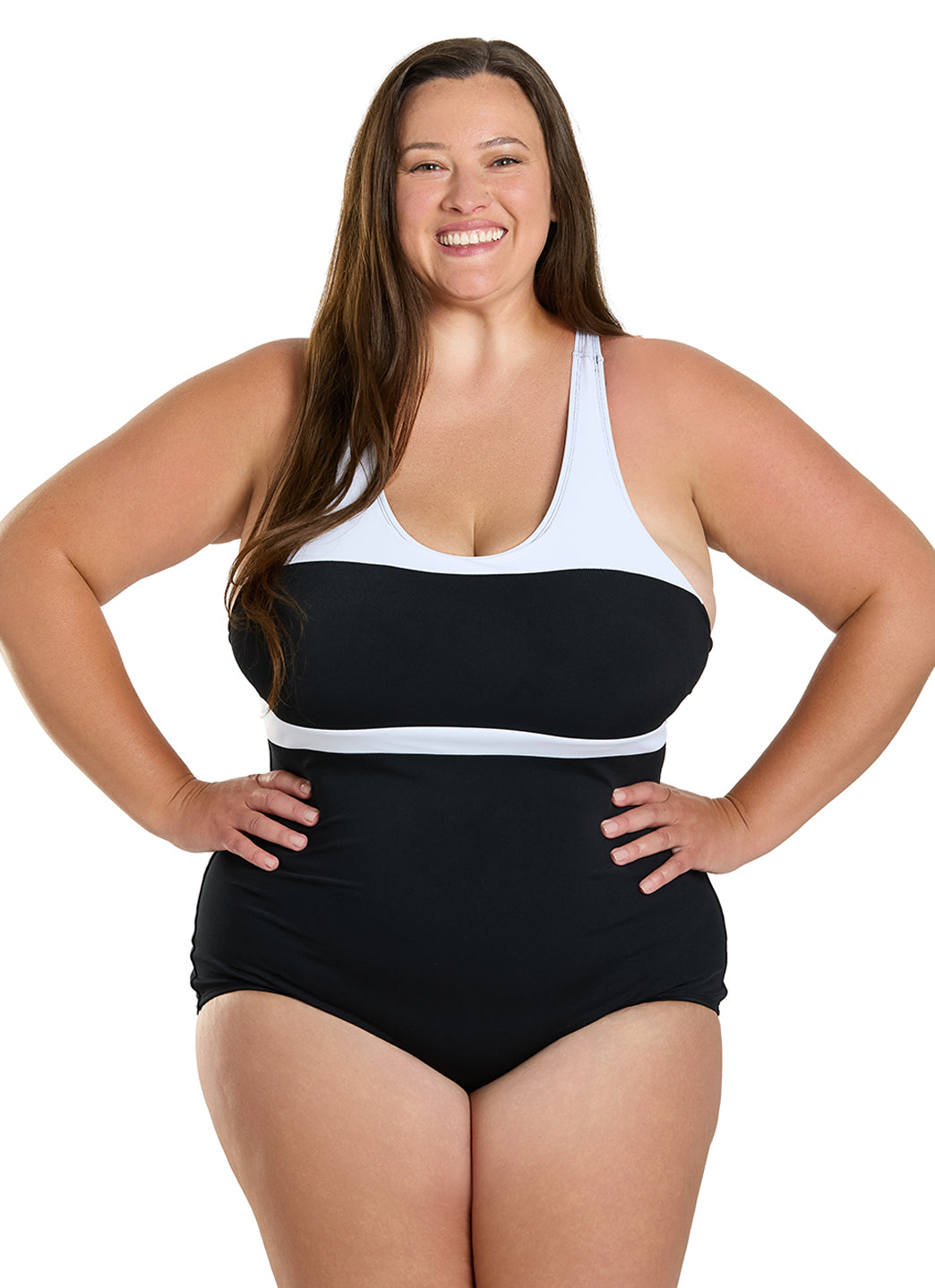 Dolfin Conservative Color Block Lap Suit Swimsuit