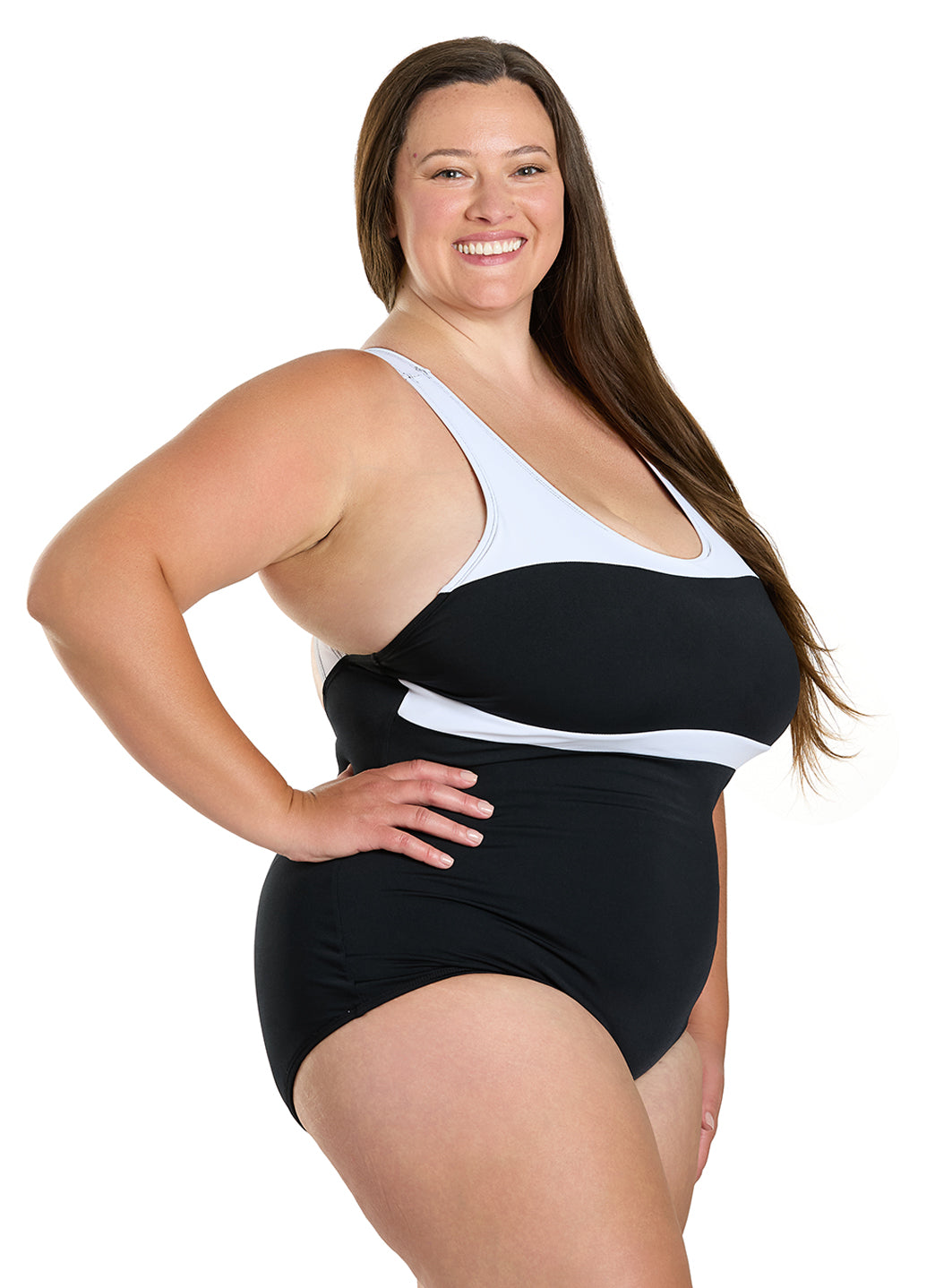 Dolfin Conservative Color Block Lap Suit Swimsuit