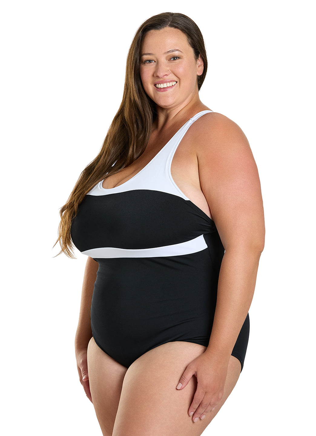 Dolfin Conservative Color Block Lap Suit Swimsuit