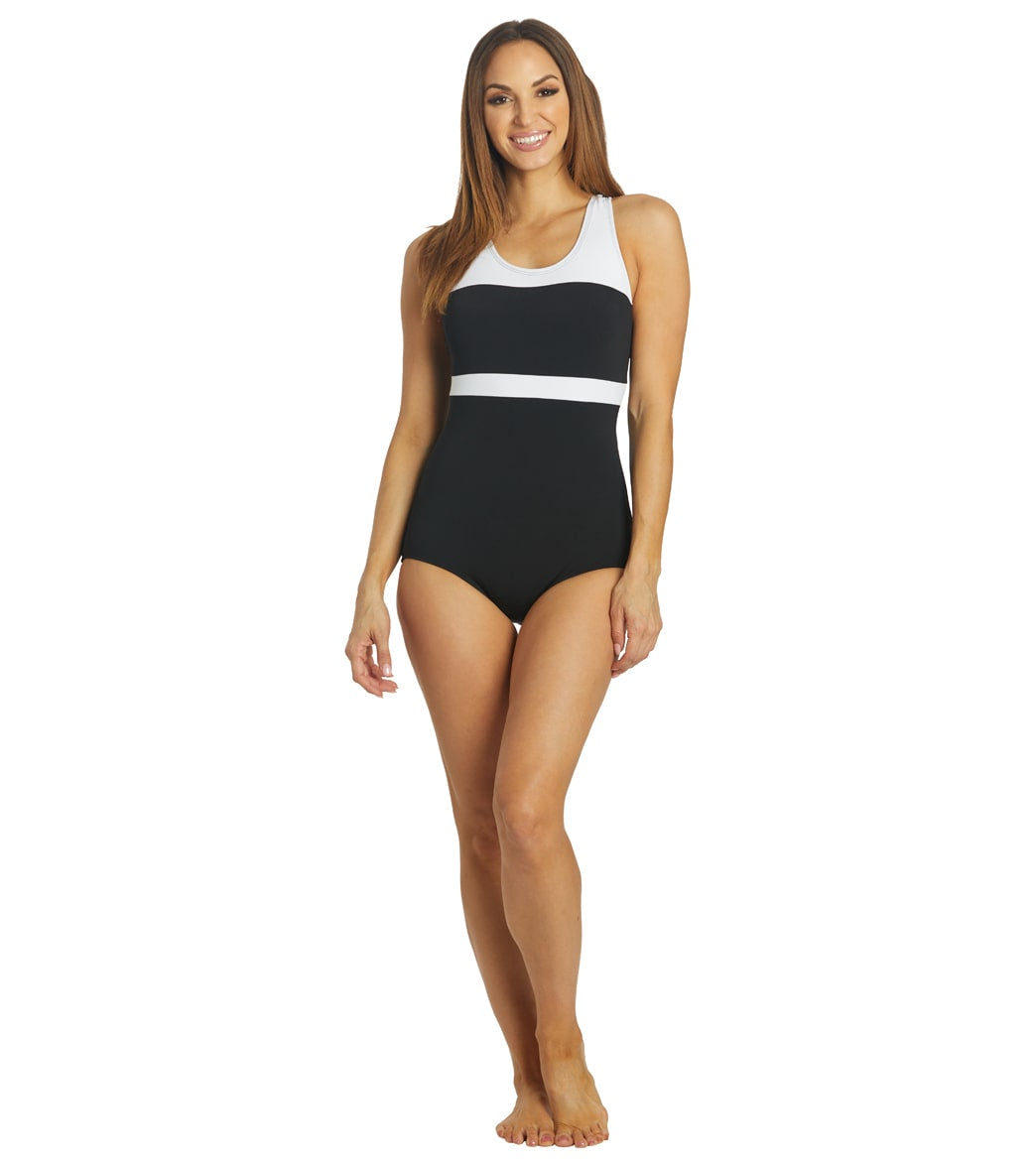 Dolfin Conservative Color Block Lap Suit Swimsuit