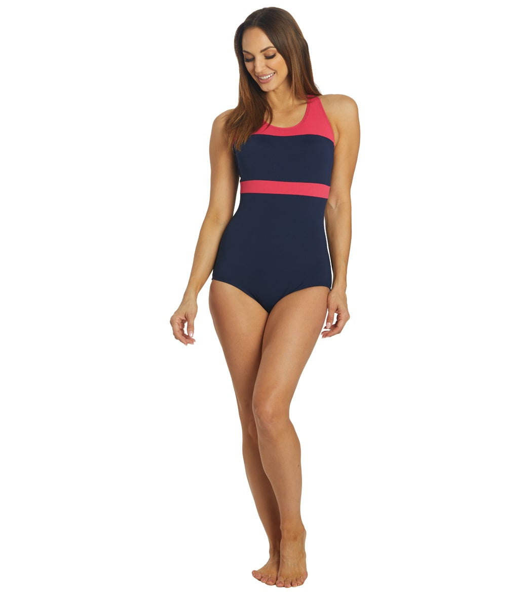 Dolfin Conservative Color Block Lap Suit Swimsuit