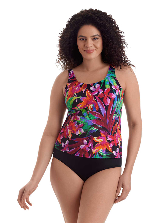 Shape Solver By Penbrooke Women's Secret Jungle Mastectomy Tankini Top
