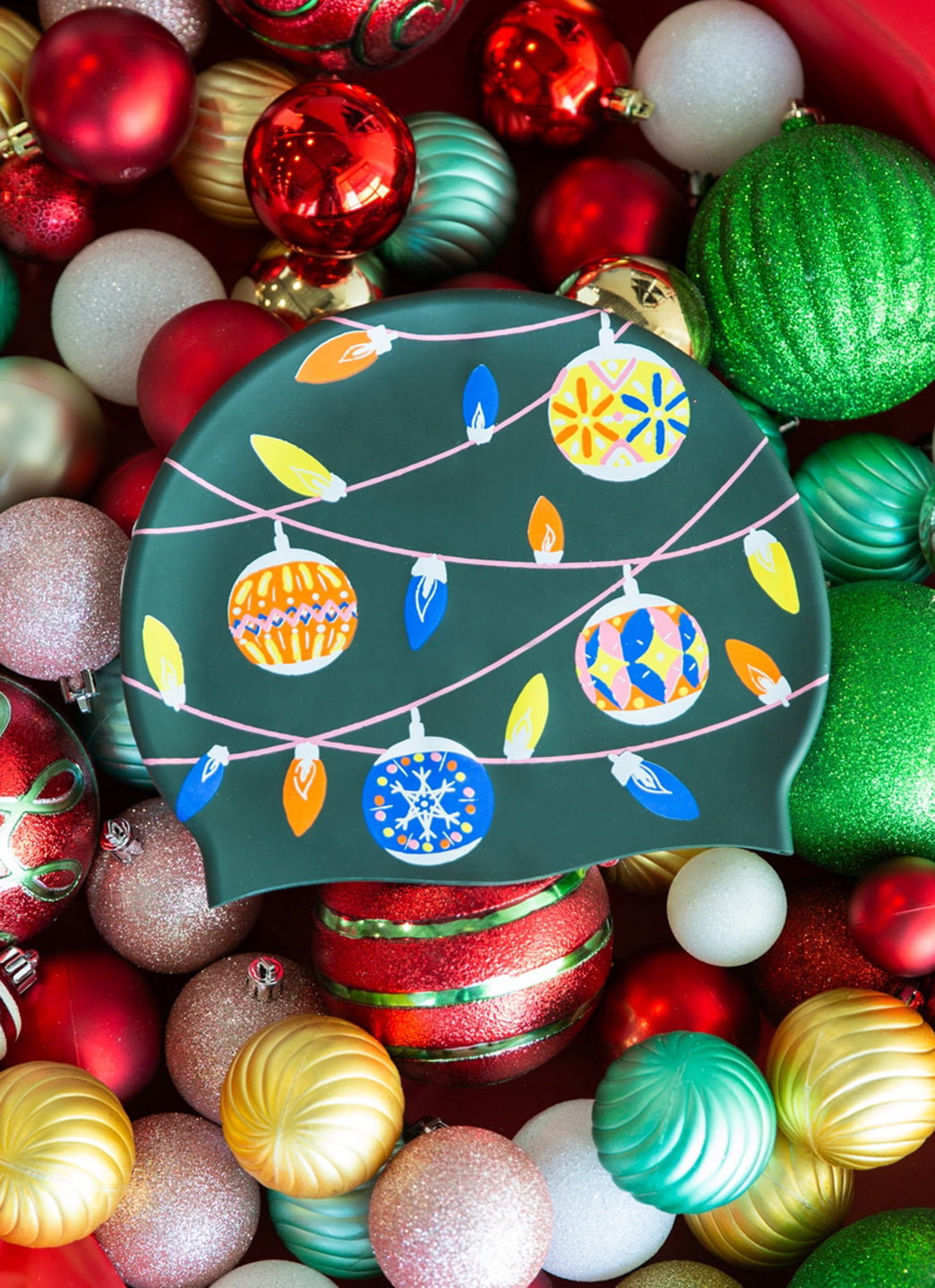 Sporti Limited Edition Holiday Lights Silicone Swim Cap