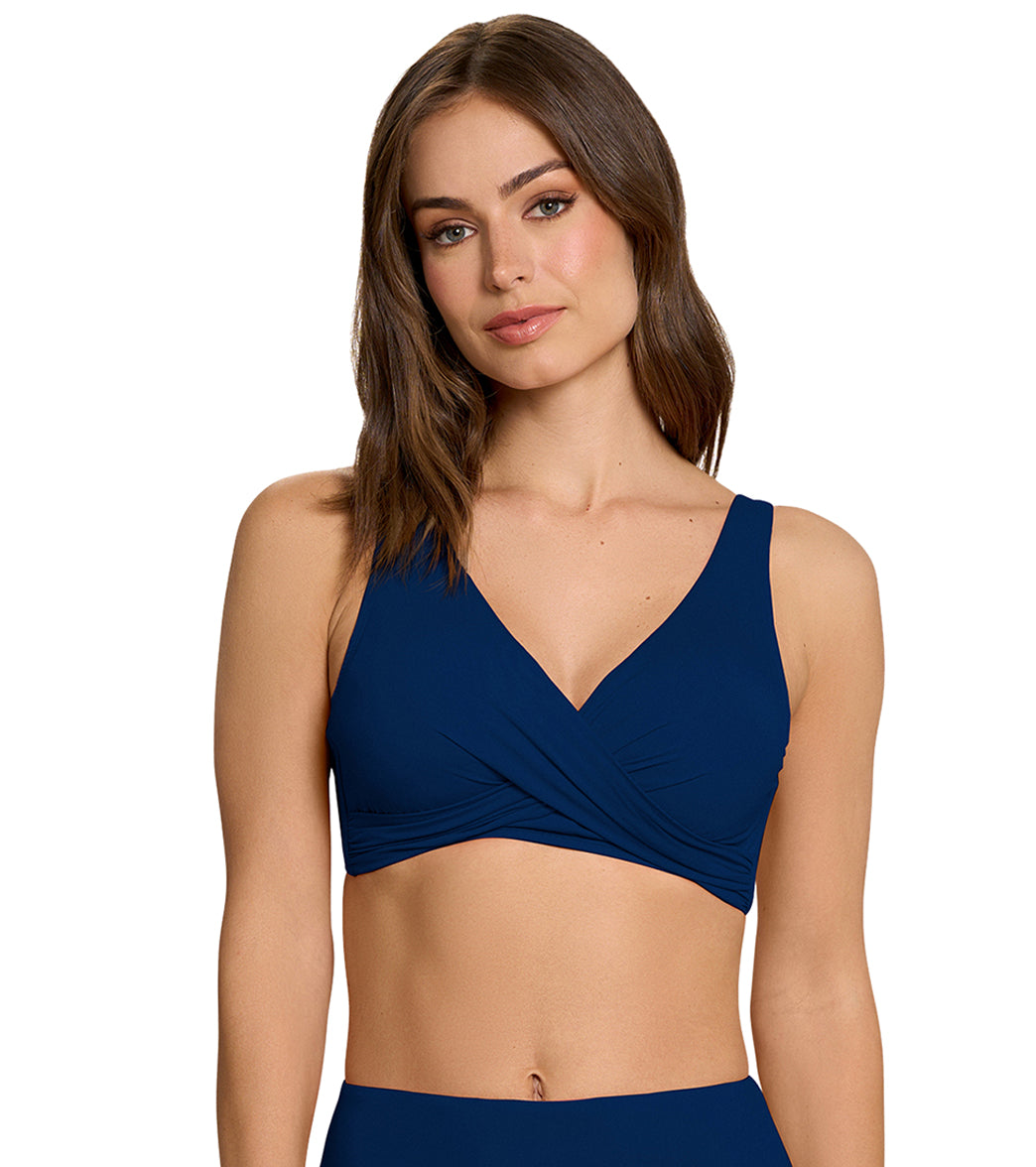 Jantzen Women's Solids Vera Surplice Bikini Top Pantheon Blue