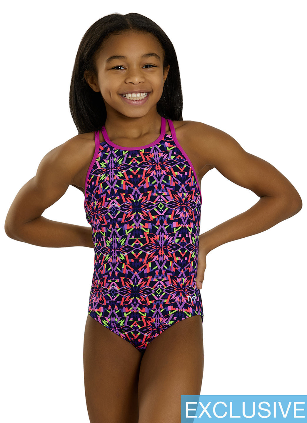 TYR Girls' Carnivale Durafast Elite Olivafit One Piece Swimsuit (Little Kid, Big Kid)