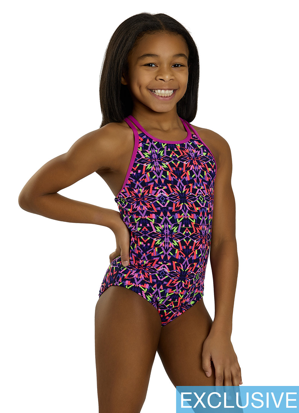 TYR Girls' Carnivale Durafast Elite Olivafit One Piece Swimsuit (Little Kid, Big Kid)