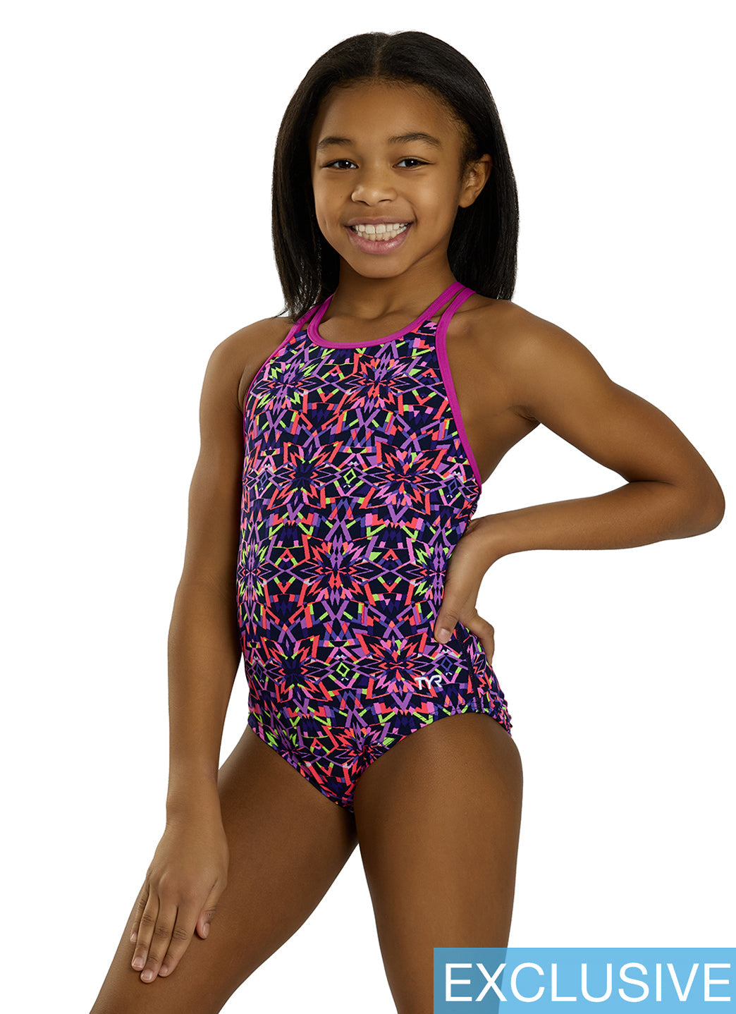 TYR Girls' Carnivale Durafast Elite Olivafit One Piece Swimsuit (Little Kid, Big Kid)