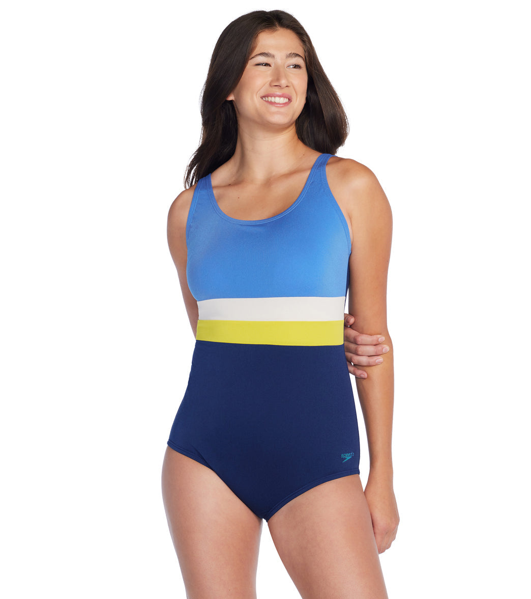 Speedo Women's Banded Colorblock One Piece Swimsuit