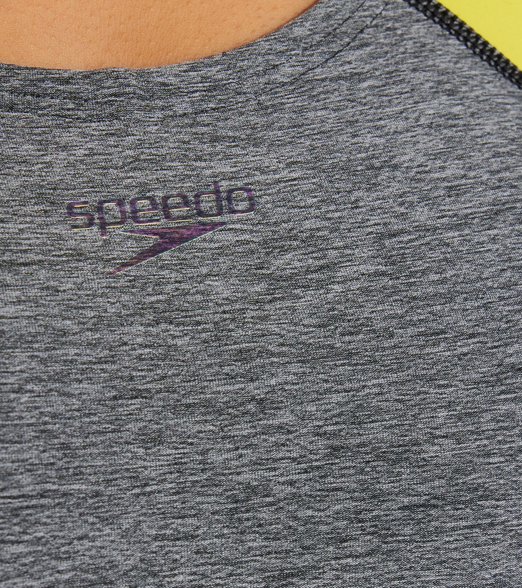 Speedo Women's Heather Quantum Fusion Splice One Piece Swimsuit