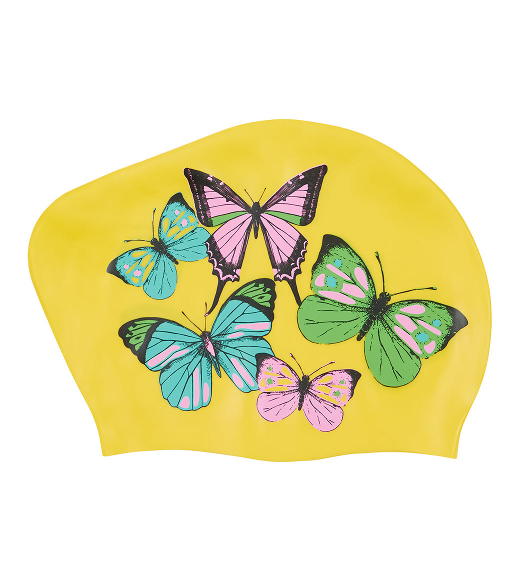 Sporti Flutter Garden Long Hair Bun Silicone Swim Cap