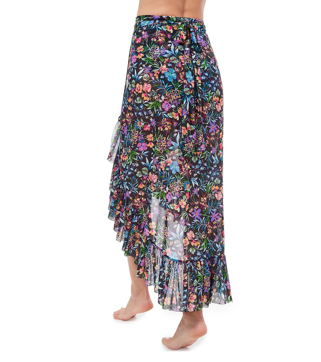 Profile by Gottex Women's Flora Floral High Low Ruffle Cover Up Skirt