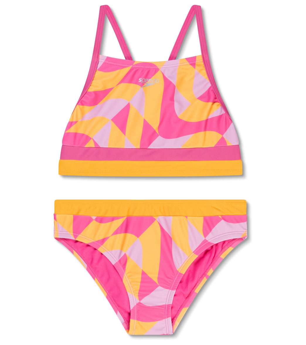 Speedo Girls' Printed Bikini Swimsuit Set (Little Kid, Big Kid)