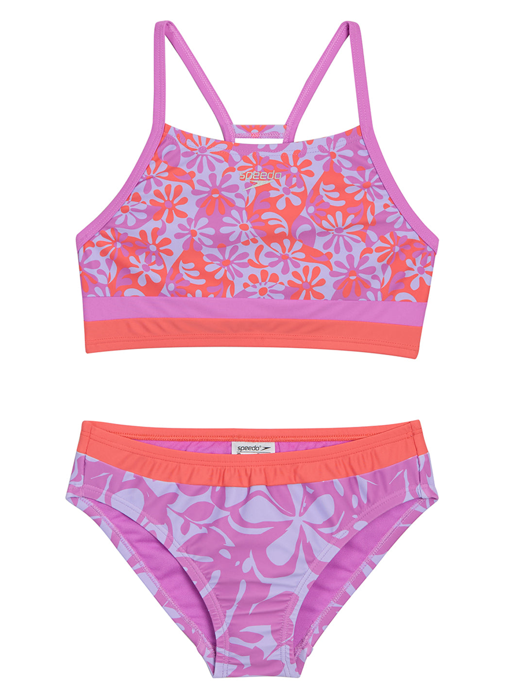 Speedo Girls' Printed Bikini Swimsuit Set (Little Kid, Big Kid)