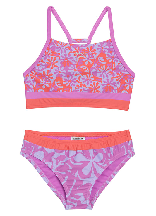 Speedo Girls' Printed Bikini Swimsuit Set (Little Kid, Big Kid)