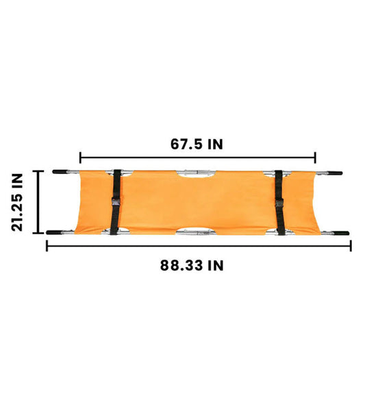 LINE2Design EMS Portable Stretcher Emergency Foldaway Medical Flat Four Steel Bars Stretchers with Grip Handles & Zippered Carrying Case