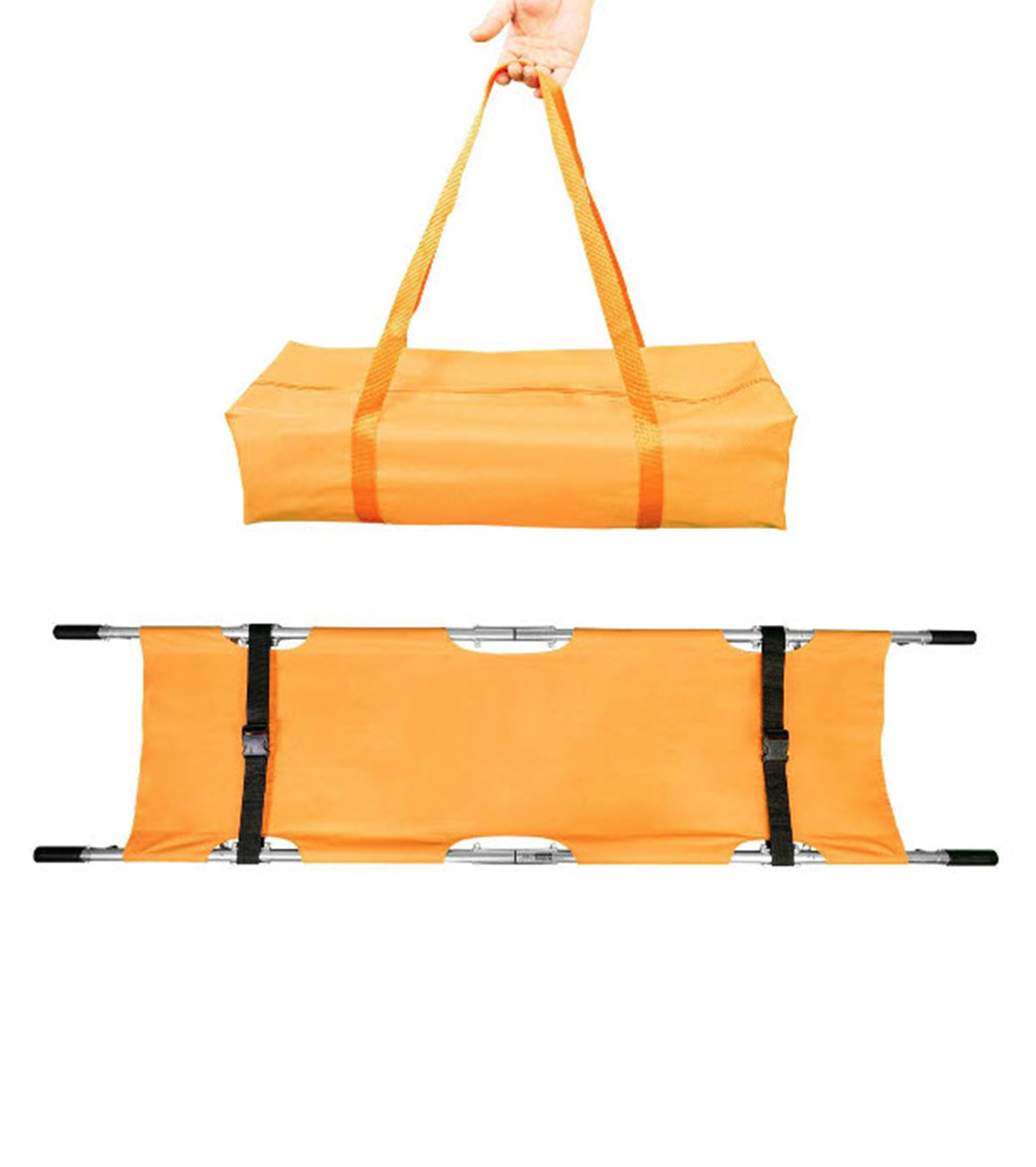 LINE2Design EMS Portable Stretcher Emergency Foldaway Medical Flat Four Steel Bars Stretchers with Grip Handles & Zippered Carrying Case